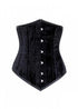 Plus Size Black Velvet Gothic Double Bone LONG Underbust Corset Top Waist Training Burlesque Costume