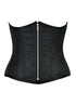 Black Brocade Front Zipper Double Bone Underbust Corset Steampunk Costume Top
