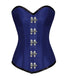 Blue Satin LONGLINE Overbust Corset Waist Training Burlesque Costume