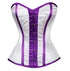 White Satin Purple Stripes Plus Size Gothic Overbust Corset Waist Training