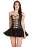 Black Printed Faux Leather Gothic Corset Steampunk Bustier Waist Training Overbust Top