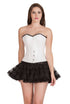 White Rice Leather Gothic Corset Burlesque Bustier Waist Training Overbust Top
