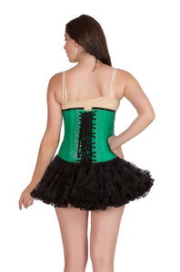 Green Faux Leather Gothic Steampunk Waist Training Bustier Underbust Corset Top