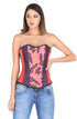 Red Purple Satin with Tissue Flocking Plus Size Overbust Corset Burlesque Waist Cincher Bustier Top