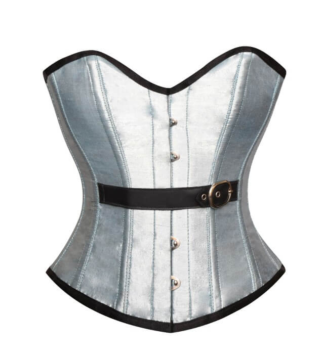 Silver Silk Leather Belt Gothic Burlesque Corset Overbust Costume Top

– CorsetsNmore