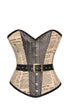Retro Vintage Newspaper Print Cotton Corset Satin Central Panel Overbust