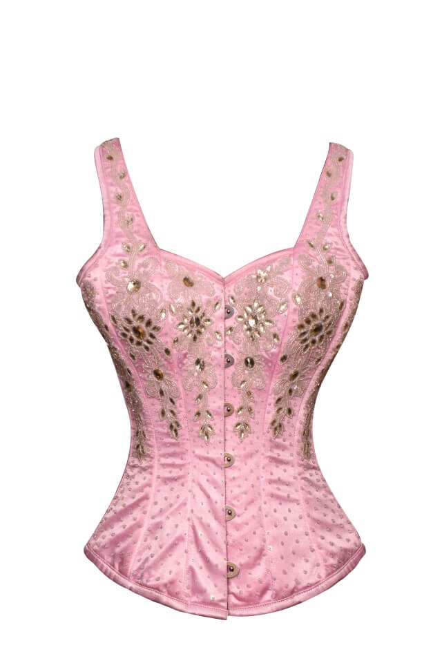 Flanagan Turquosie Satin Shoulder Straps Overbust Corset