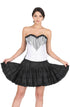 White Satin Black Handmade Sequins Corset Gothic Burlesque Waist Cincher Bustier Overbust Black Cotton Silk Tutu Skirt Dress