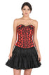 Plus Size Red Satin Black Handmade Sequins Gothic Overbust Corset With Black Cotton Silk Tutu Skirt Dress