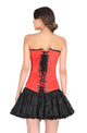 Red Satin Plus Size Overbust Corset Gothic Burlesque Costume Waist Training LONG Top