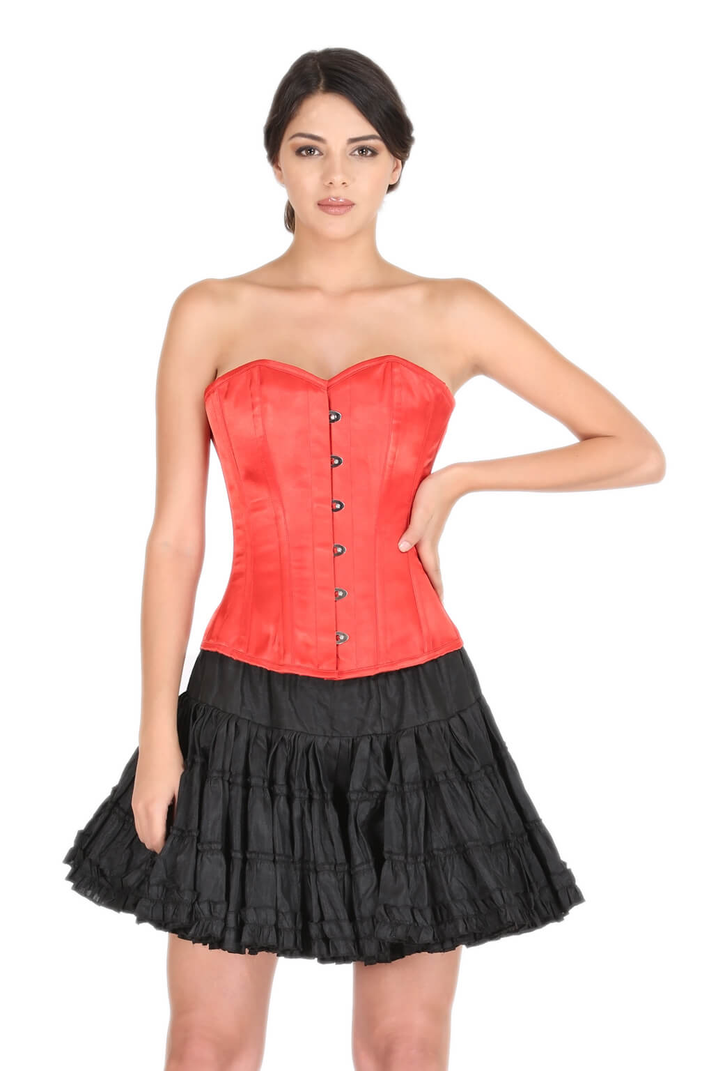 Red Satin Burlesque Overbust Christmas Corset Silk Tutu Skirt 3XL
