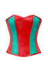 Sexy Red & Green Leather Plus size Steampunk Overbust Corset Waist Training