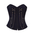 Plus Size Blue Denim Black Zip Gothic Steampunk Corset Overbust Waist Cincher