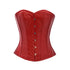 Red PVC Faux Leather Gothic Steampunk Bustier Waist Training Overbust Corset Costume