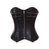 Black Faux Leather Zipper Gothic Steampunk Waist Training Bustier Overbust Corset Costume