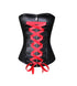 Plus Size Black Faux Leather Red Satin Lace Gothic Overbust Corset Waist Training Bustier Steampunk Costume
