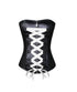 Black Faux Leather Satin Lace Gothic Steampunk Corset Waist Training Overbust
