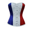 Red White Blue Satin Corset France Flag Waist Training Overbust