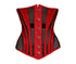 Red Satin Black Net LONGLINE Plus Size Mesh Underbust Sheer Corset Waist Training