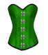 Green Satin Seal Lock Gothic Steampunk Corset Waist Training LONGLINE Overbust