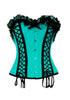 Plus Size Baby Blue Satin Black Lacing Gothic Burlesque Corset Waist Training Overbust