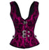 Purple Satin Corset Net Covered Shoulder Strap Gothic Costume for Mardi Gras Overbust