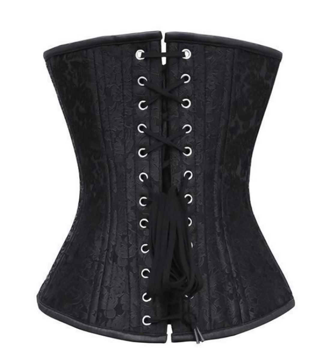 Black Brocade Plus Size Overbust Corset Front Closed Bustier Top