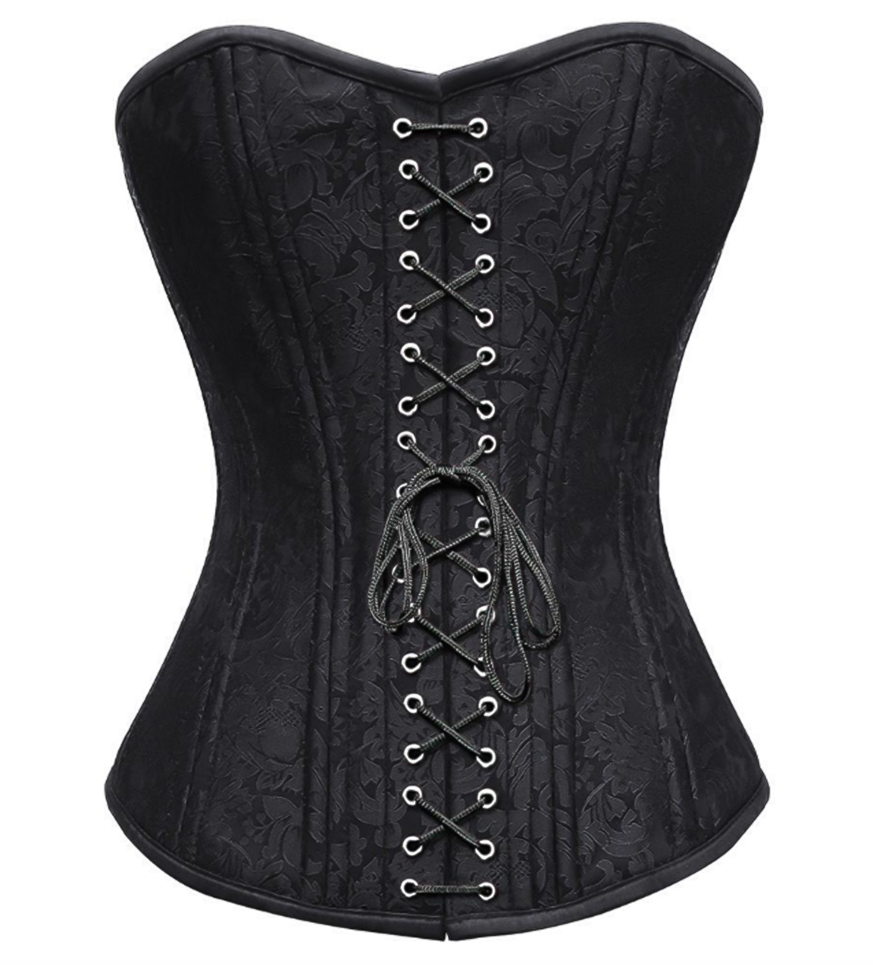 Black Brocade Overbust Plus Size Corset Front Opening Bustier Top –  CorsetsNmore