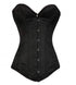LONGLINE Corset Black Brocade Gothic Burlesque Costume Waist Training Bustier Overbust Top