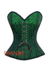 Green And Black Front Lace Brocade Steampunk Overbust Costume Corset