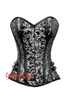 Black and Silver Brocade Steampunk Overbust Gothic Costume Corset