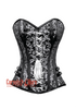 Black and Silver Brocade Front Lace Steampunk Overbust Costume Corset