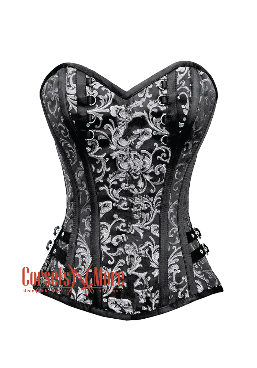 Black and Silver Brocade Steampunk Overbust Gothic Costume Corset Top

– CorsetsNmore