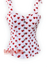 Heart Printed Overbust Corset with Straps tied at Shoulders Valentine Dress