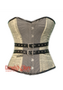 Newspaper Print Cotton Satin Retro Bustier Overbust Corset Costume Top