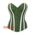 Olive Green Cotton With White Stripes Burlesque Gothic Overbust Corset Bustier Top