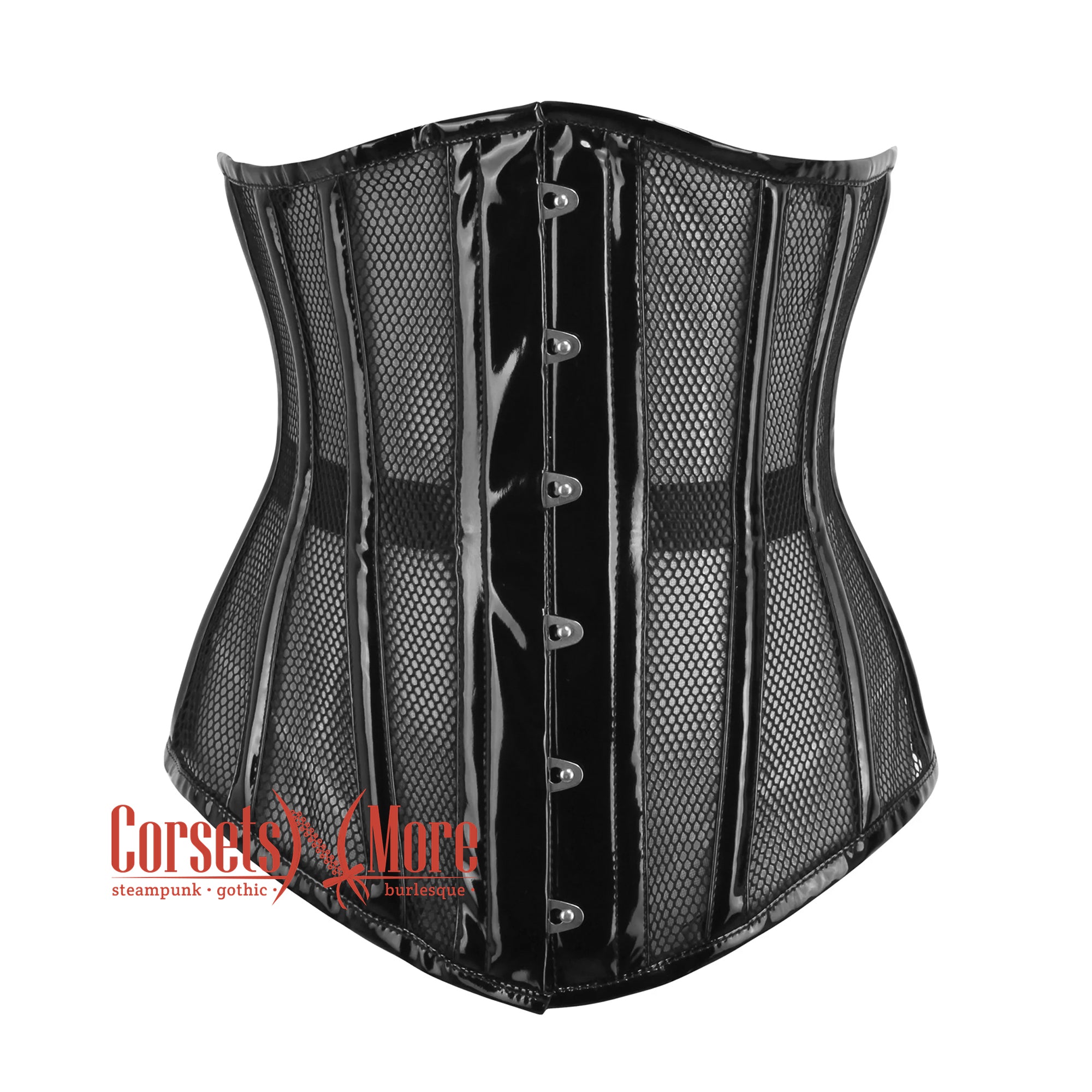 Black pvc waspie cincher corset all sizes