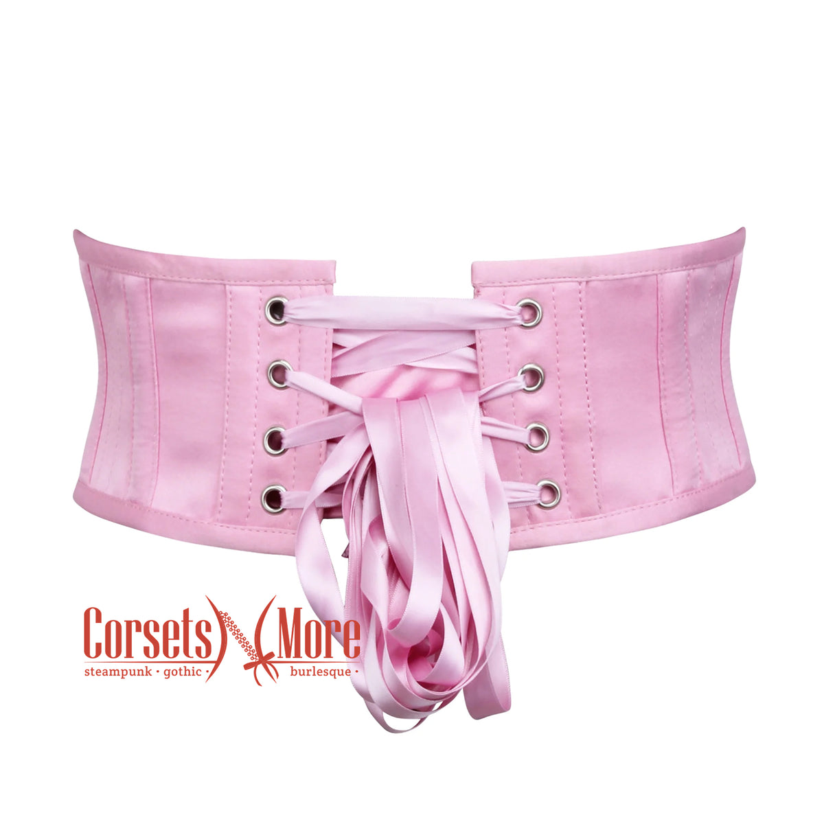 Baby Pink Satin Waist Cincher Bustier Underbust Corset Waspie Belt –  CorsetsNmore