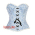 Blue And White Brocade Burlesque Gothic Overbust Corset Bustier Top