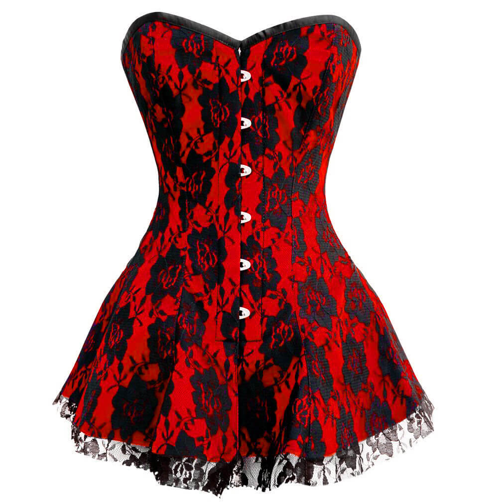 Red Satin Corset Dress With Net Burlesque Overbust Costume 14XL | 56 (for waist size 60"-61") Red Satin Corset Dress With Net Burlesque Overbust Costume 14XL | 56 (for waist size 60"-61")