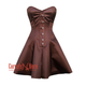 Plus Size Steampunk Brown Satin Corset Dress Overbust Sexy Costume