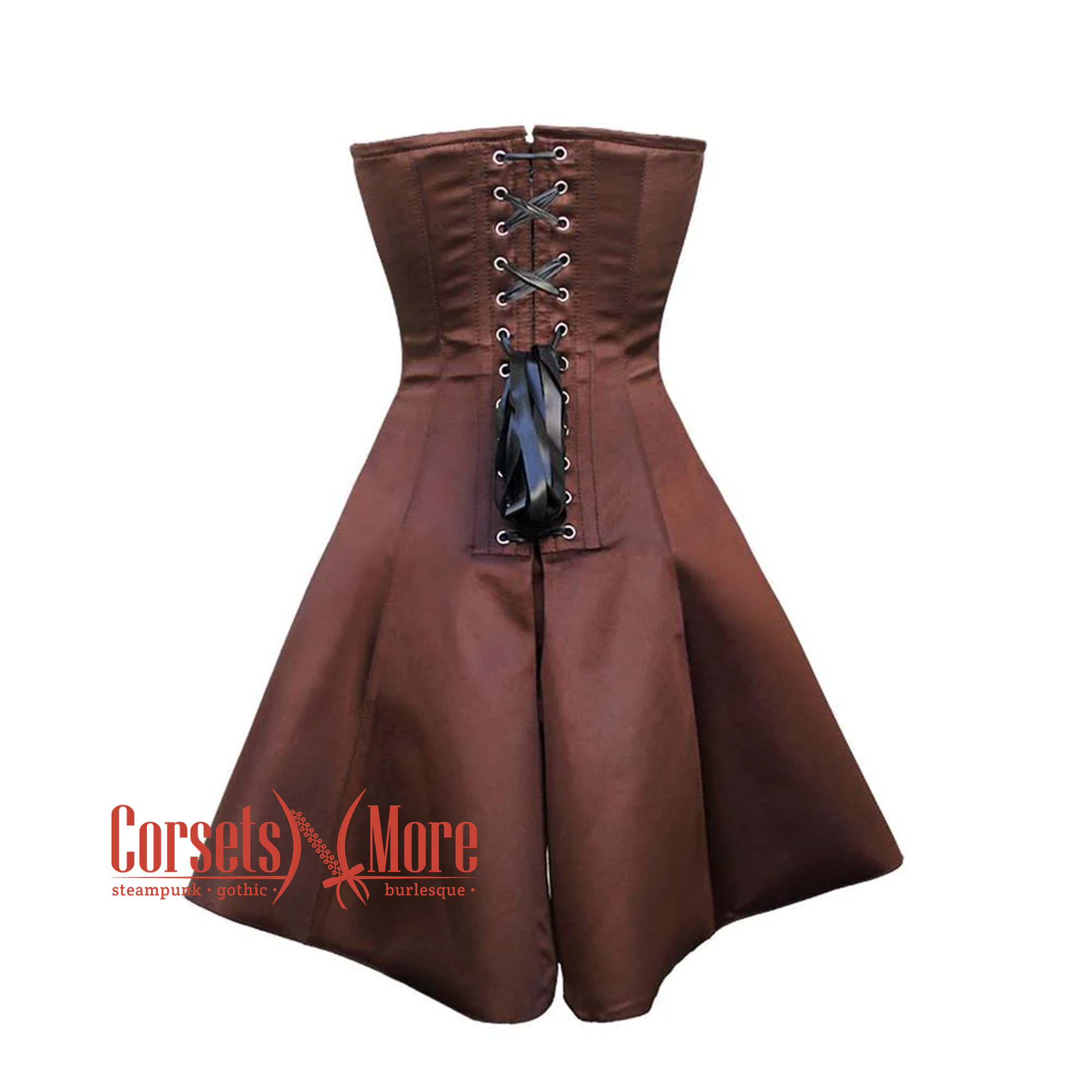 Plus Size Steampunk Brown Satin Corset Dress Overbust Sexy Costume 8XL | 44 (for waist Size 48"-49) Plus Size Steampunk Brown Satin Corset Dress Overbust Sexy Costume 8XL | 44 (for waist Size 48"-49)