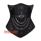 Plus Size Steampunk Black Satin Leather Belt Heavy Duty Underbust Costume Basque Top