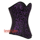 Plus Size Purple And Black Brocade Costume Gothic Corset Overbust Top