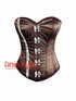 Brown Satin Overbust Corset Burlesque Costume