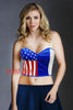 American Flag Corset Top | Patriotic Satin Overbust with Straps