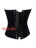 Black Velvet Overbust Corset with White Leaf Embroidery & Front Zipper Gothic Costume Bustier