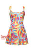 Rainbow Cotton Overbust Corset With Shoulder Straps Costume