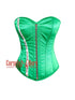 Green Satin Overbust Corset Zipper Burlesque Costume