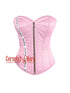 Pink Satin Overbust Corset Zipper Burlesque Costume